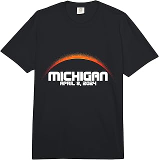 Total Solar Eclipse 2024 Shirts Michigan Totality Fall Comfort Colors Adult Heavyweight T-Shirt