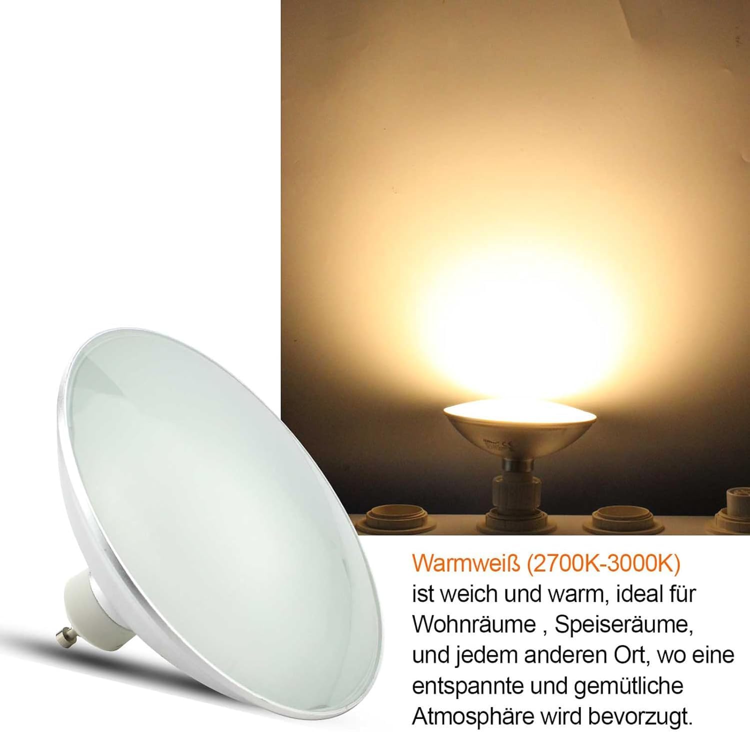 HiBay 4er Leuchtmittel GU10 LED AR111 Strahler Lampe 9W Spot Reflektor Ersatz für 75W Halogenlampen,800lm 3000K 120° Warmweiß,LED-Glühlampe für Restaurant, Kantine, Wohnzimmer