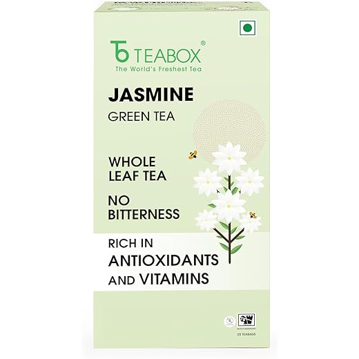 Teabox Jasmine Green Tea 25 Pyramid Whole Leaf Teabags Natur
