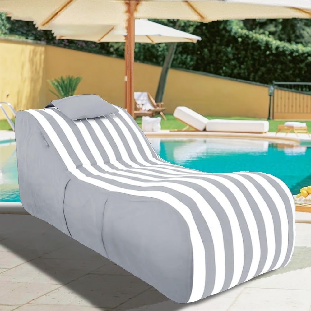 Outdoor Waterproof Bean Bag Chairs for Adults - Floating Bean Bag for Pool - Reusable Bean Bag for Swimming Without Filler Garden Beach Camp Beanbag Sofa Bed Puff Lounge(Darkgrey)