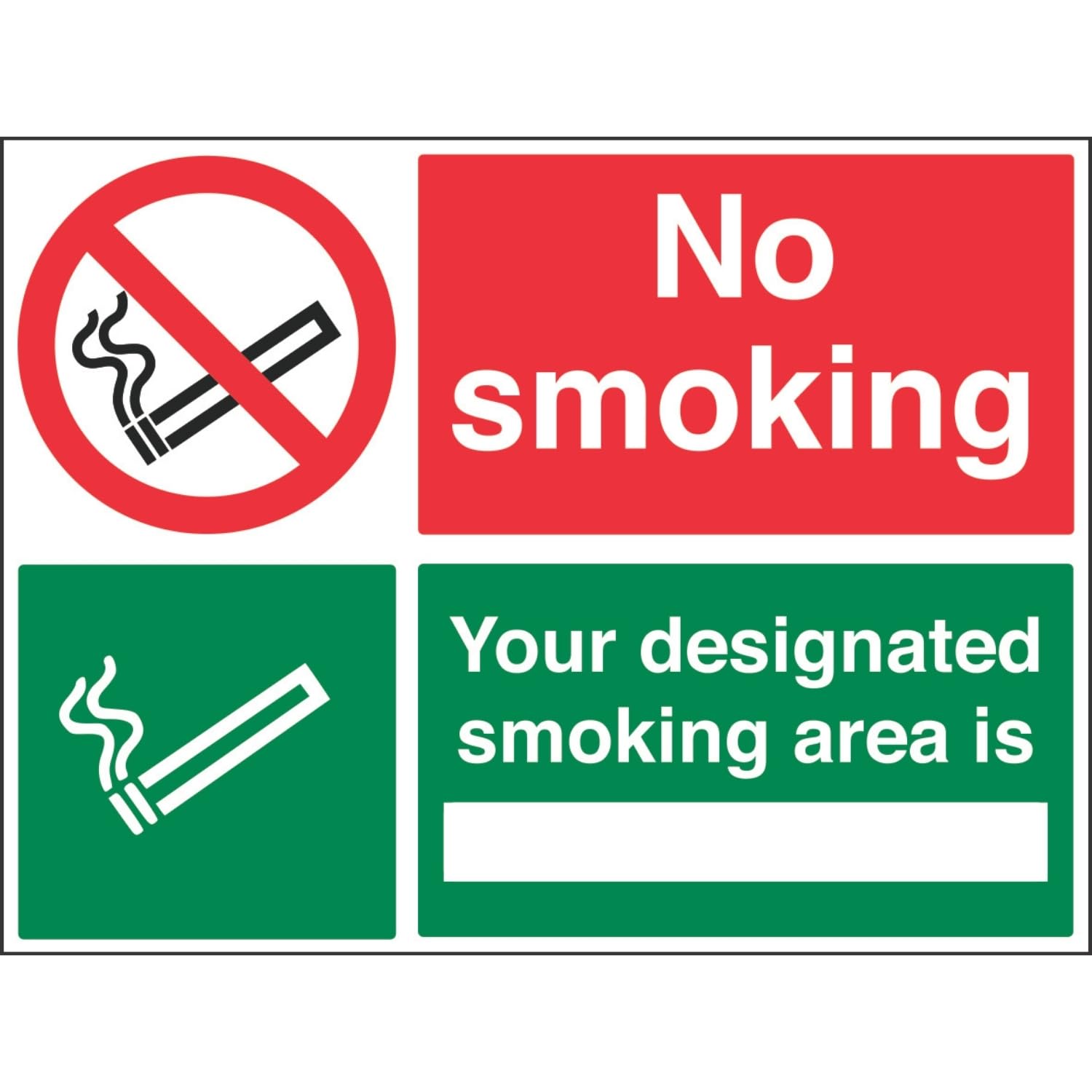 Señal VSafety 57040BR-R'No Smoking/Your Designated Smoking Area', 600 mm x 450 mm (paquete de 3)