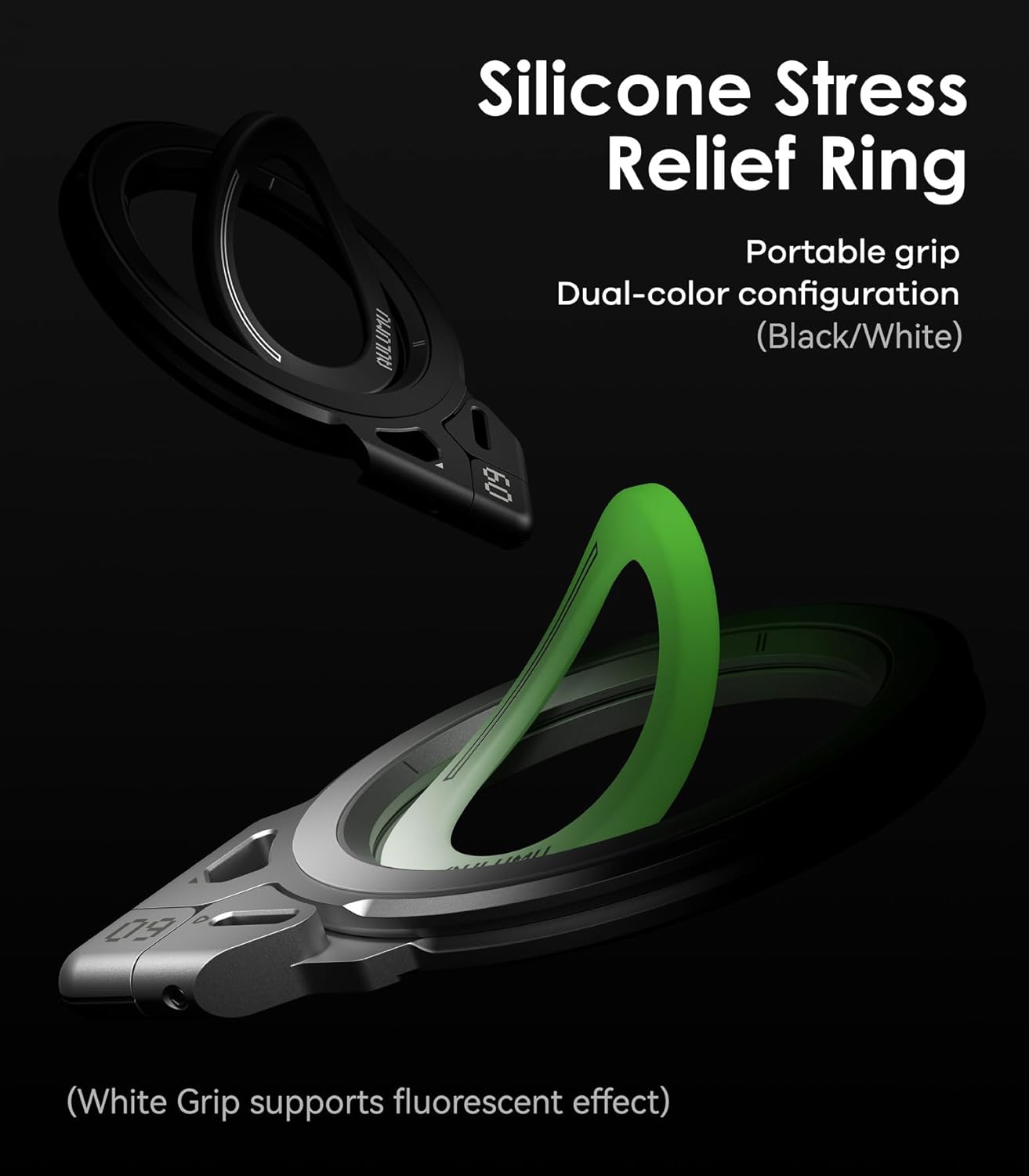 Aulumu G09 Magnetic Ring Grip | Omnidirectional Rotation | MagSafe Compatible | Aluminium Alloy Construction | Stable Dual-Sided Magnetic Attachment | Includes Handle Ring Phone Stand- Black - Image 6
