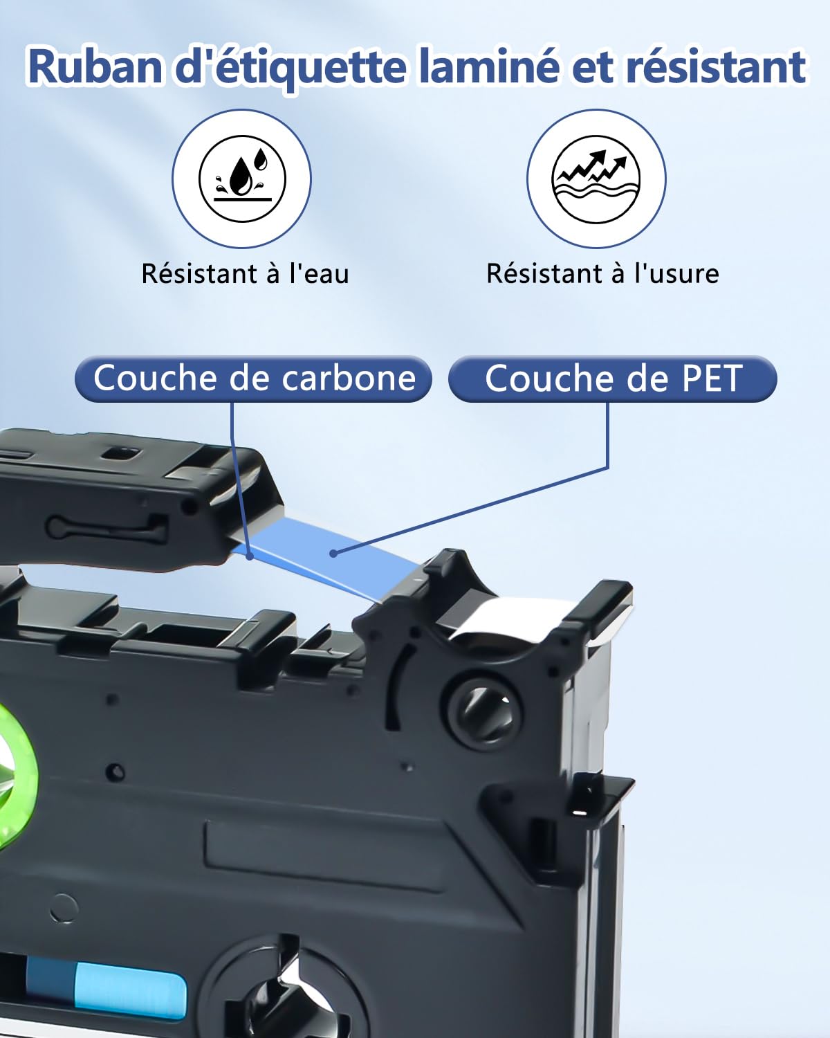 Lot de 40 Compatible TZE-133 pour P-touch Bleu sur Transparent 12 mm