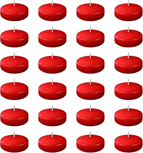 Miniatura 10 de Paquete de 4 centros de mesa de velas flotantes, velas flotantes rojas de 2 pulgadas sin perfume, velas de larga duración de 5 horas para el día de