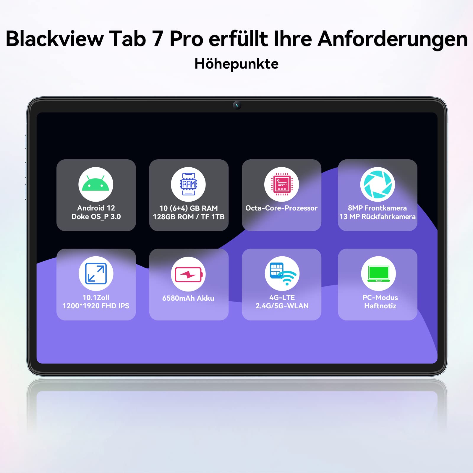 Blackview Tablet 10 Zoll, Tab7 Pro Android 10GB RAM 128GB ROM mit