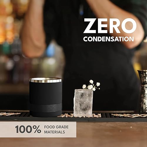 Miniatura 4 de Elemental Recess Lowball - Juego de 2 vasos de acero inoxidable de triple pared de 10 onzas con tapa Tritan no rota y vaso de whisky aislado taza de