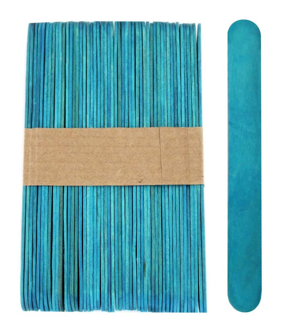 PARTY TIME - 50 Pieces Blue Bright Color Popsicle Sticks, Natural Sticks Jumbo Wooden Lolly Sticks for Craft Homemade DIY Model Making Design Kids Education Adults Toys