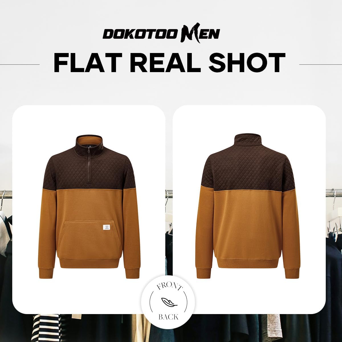 Men's Mock Neck Sweatshirts Quarter Zip Quilted Sweater Color Block Long Sleeve Casual Pullover - Image 6