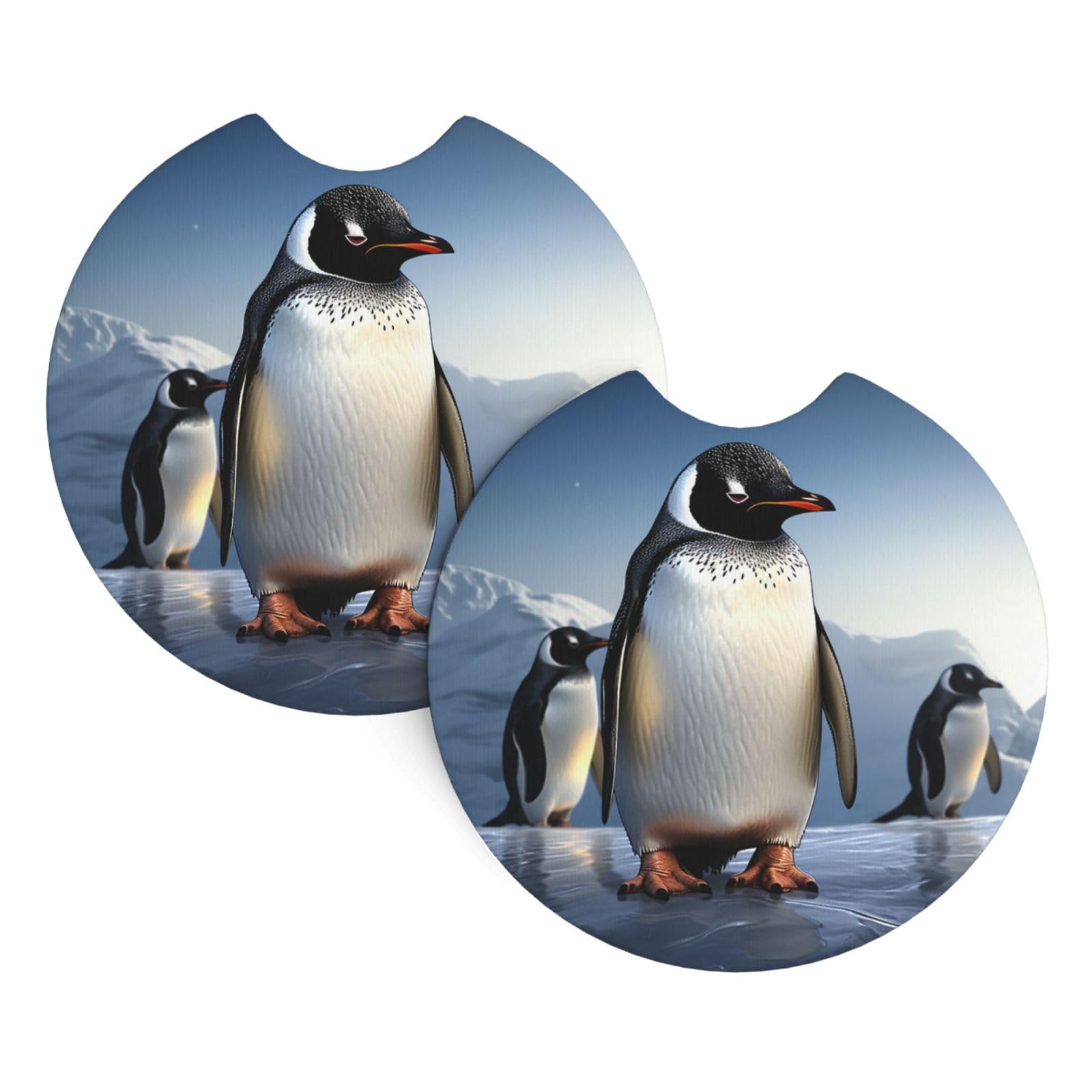 2PCS Car Coaster for Cup Holders Universal Auto Cup Mat Penguin Cup Coaster Pad 2.7" Waterproof Neoprene Non-Slip Cup Holder Coasters Car Interior Accessories for Women Men