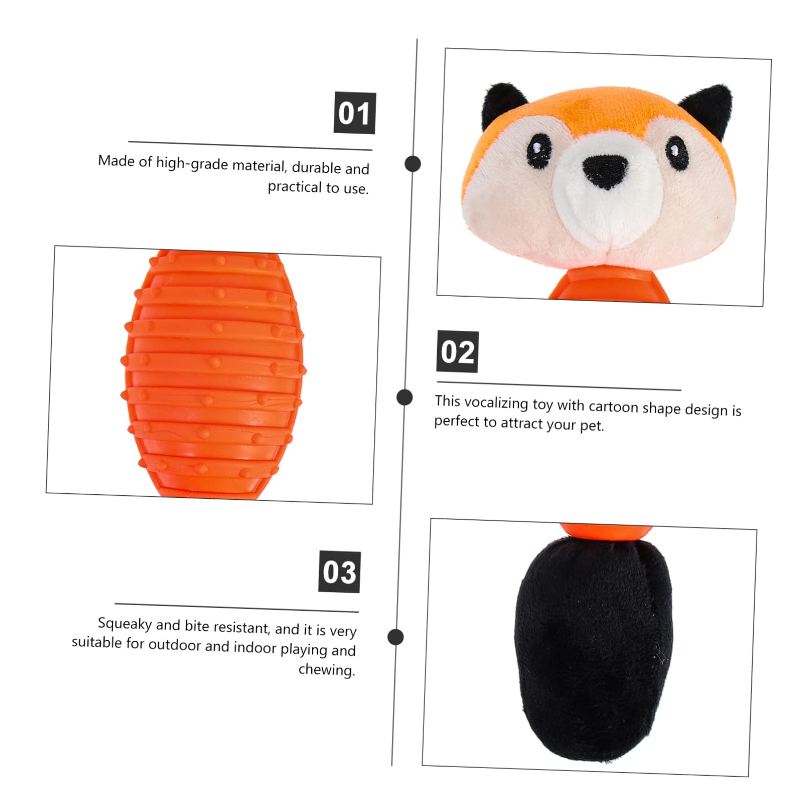YARNOW 4pièces Jouet à Mâcher pour Chiens Jouet Interactif Et Peluche pour Nettoyage Et Amusement des Animaux Squeaky Forme De Renard pour Chiots