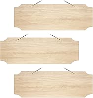 Lamantery 3 Pack Blank Unfinished Wood Signs - 11x4 Inch Hanging Plaques with Rope for DIY Crafts, Door Wall Holiday Decor