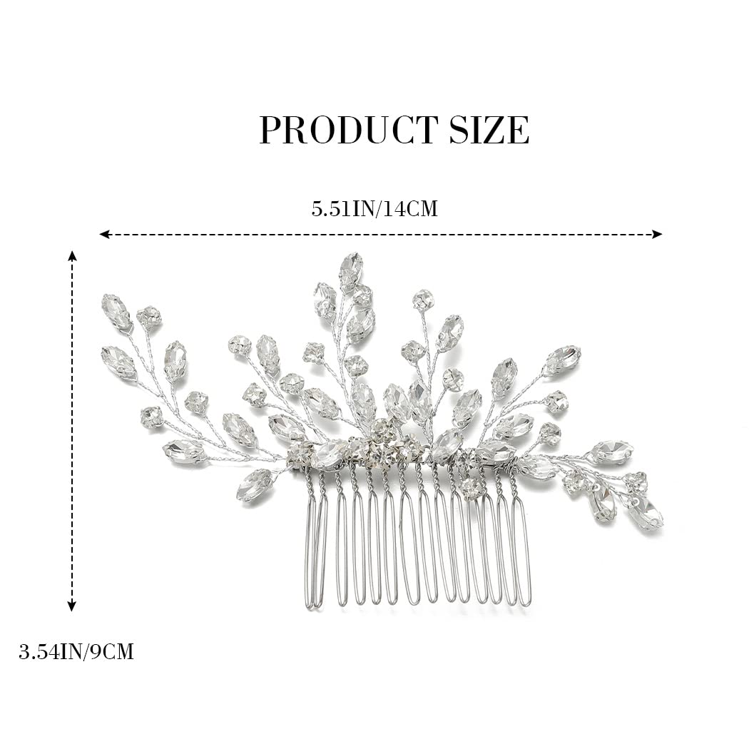 Asooll Rhinestone Sparkly Bridal Hair Comb Silver Crystal Hair Pieces Wedding Hair Accessories for Women - Image 4