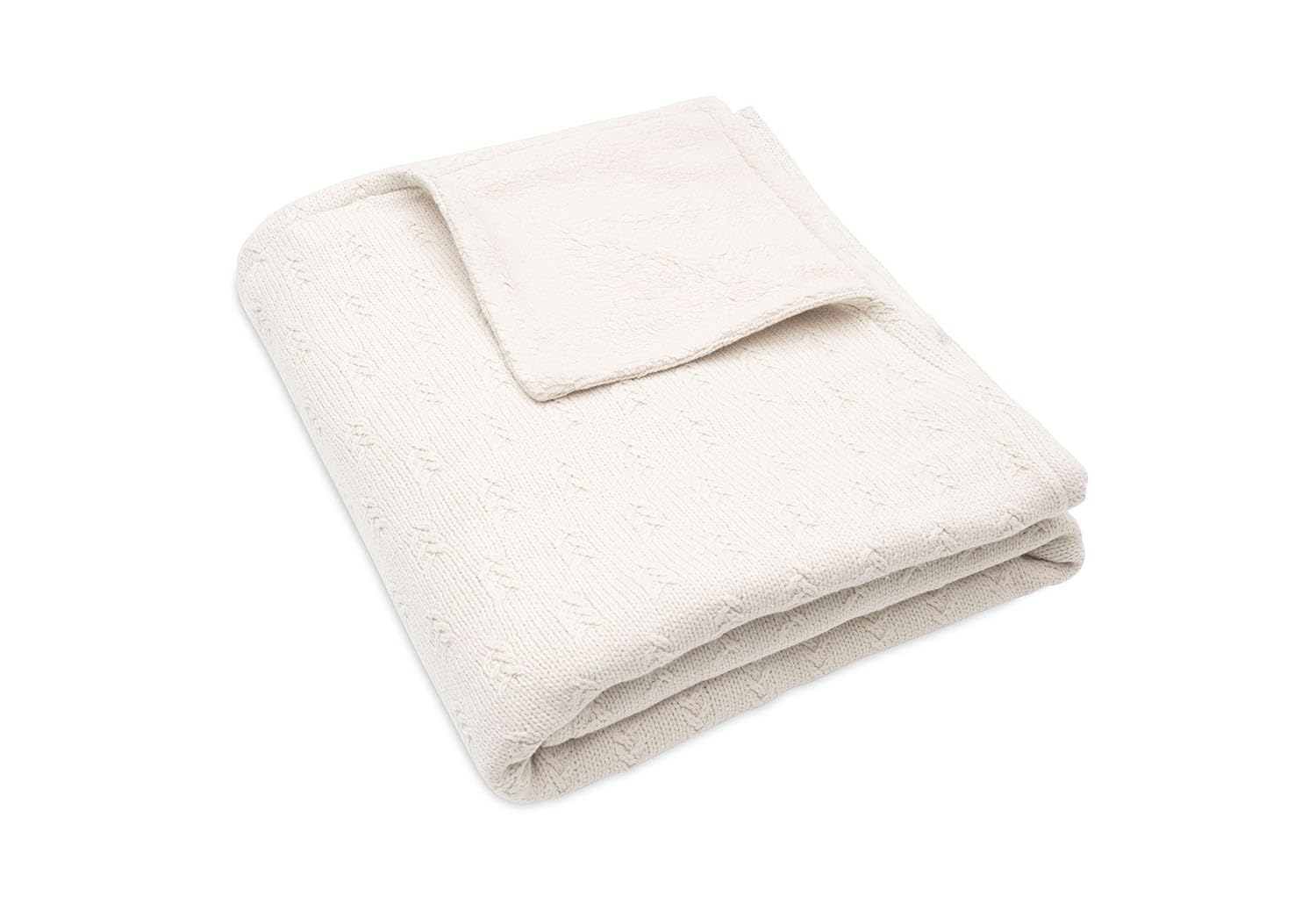 Couverture tricotée Grain Knit Jollein Oatmeal Beige pour lit enfant 100x150cm