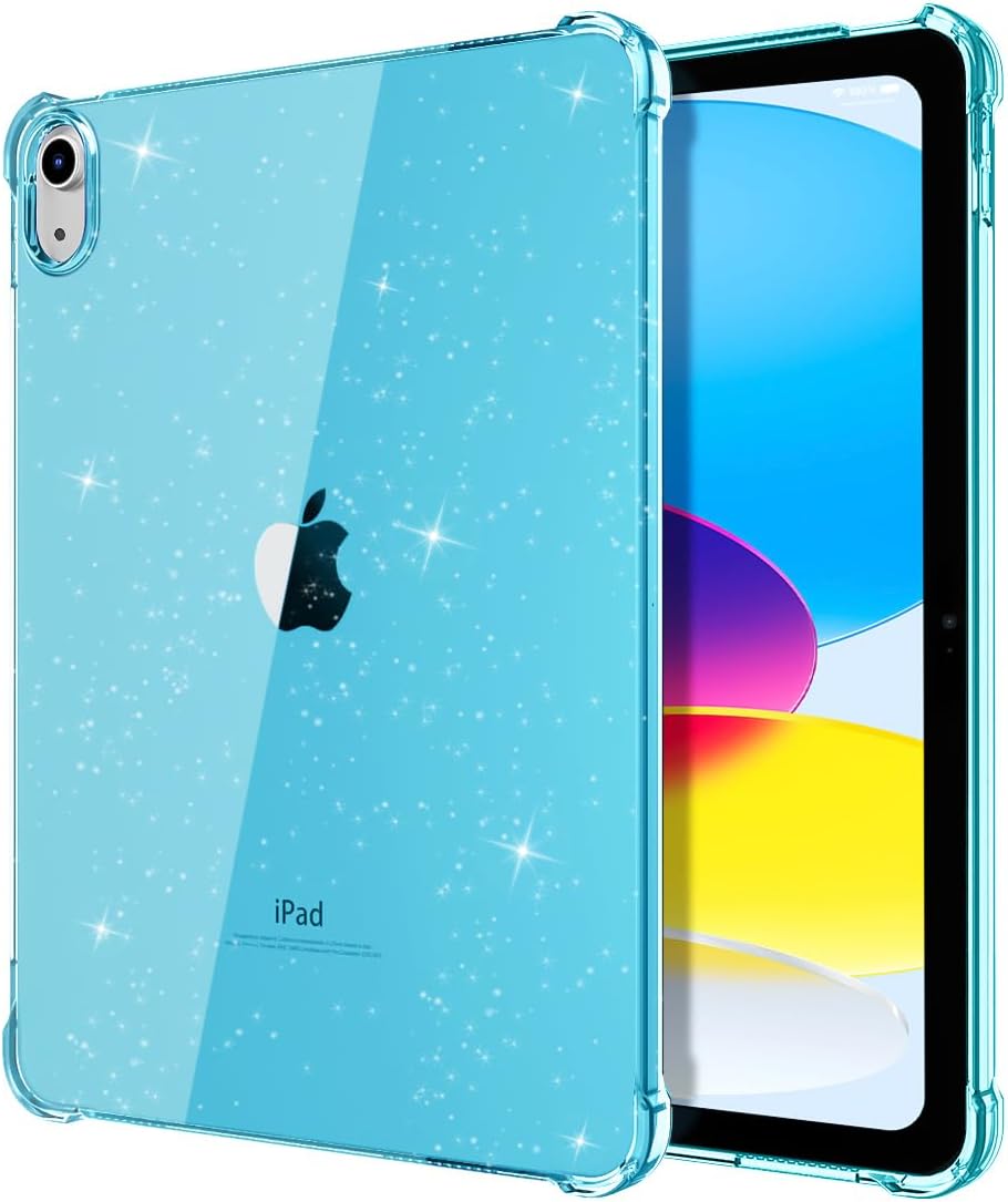 TiMOVO Clear Case for iPad A16 11th Gen 11"/10th Gen 10.9", Glitter Cyan