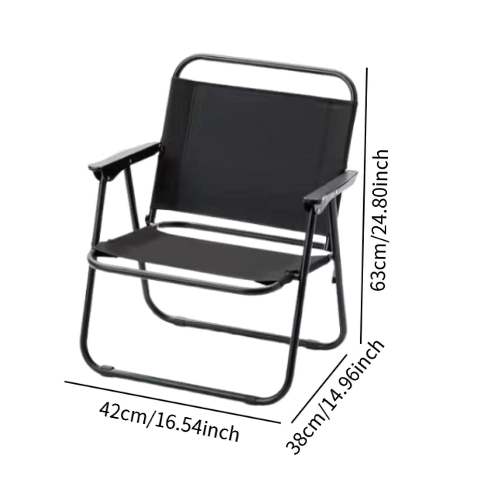Leichter faltbarer Campingstuhl, tragbarer Strandstuhl, für Terrasse, Wandern, Grillen, Hinterhof, bequeme schwarze Sitzgelegenheit im Freien