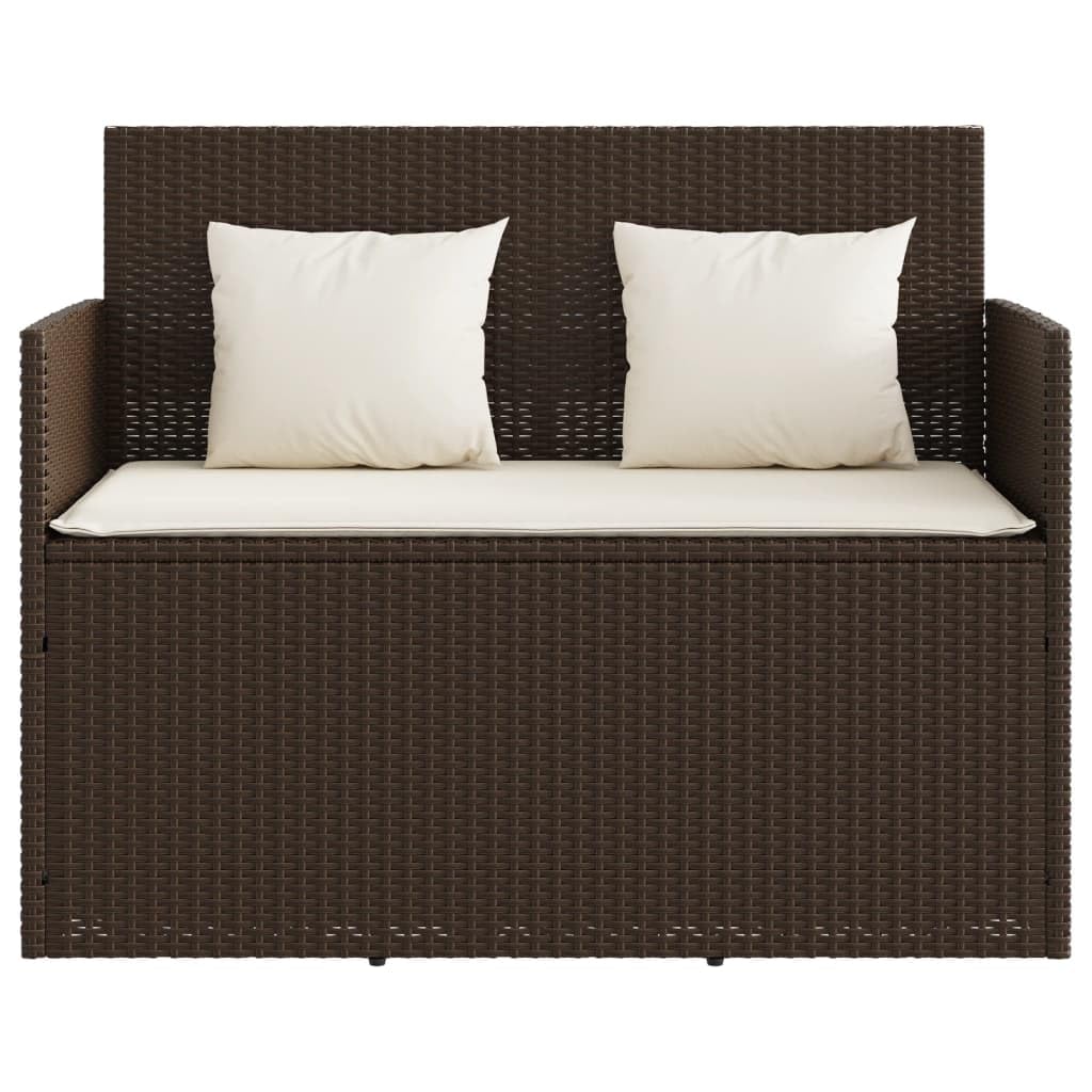 Gecheer Panca da Giardino, con Cuscini, 120x50x90,5 cm, Rattan PE e Acciaio Verniciato a Polvere, per Esterno, Seduta Comfortevole con Spazio di Archiviazione sotto la Seduta