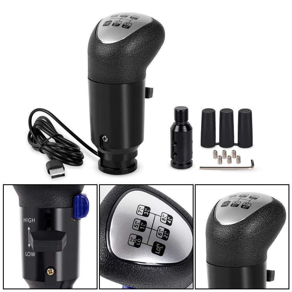 Pommeau de levier de vitesse USB pour jeux ATS ETS2 compatible avec Logitech G29/G27 pour G25/G920 pour Thrustmaster TH8A SQ Truck Simulator 12 mm 10 mm 8 mm
