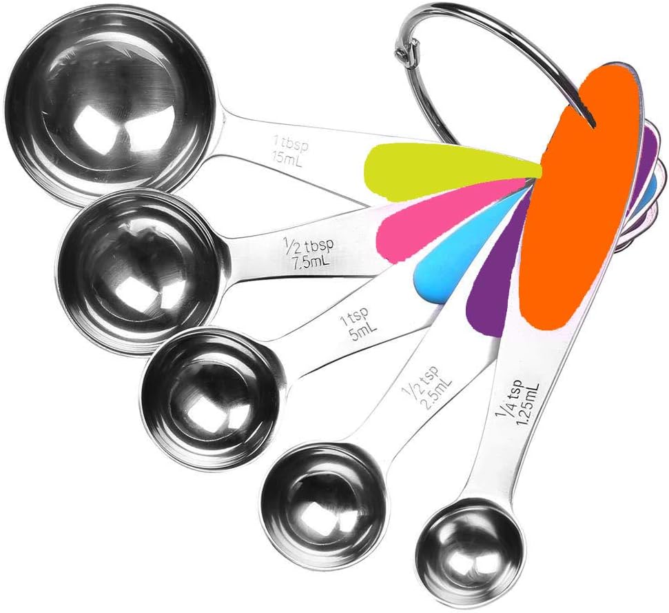 Stainless Steel Measuring Spoons 5 Piece Stackable Set - Measuring Set for Cooking and Bakin (A)