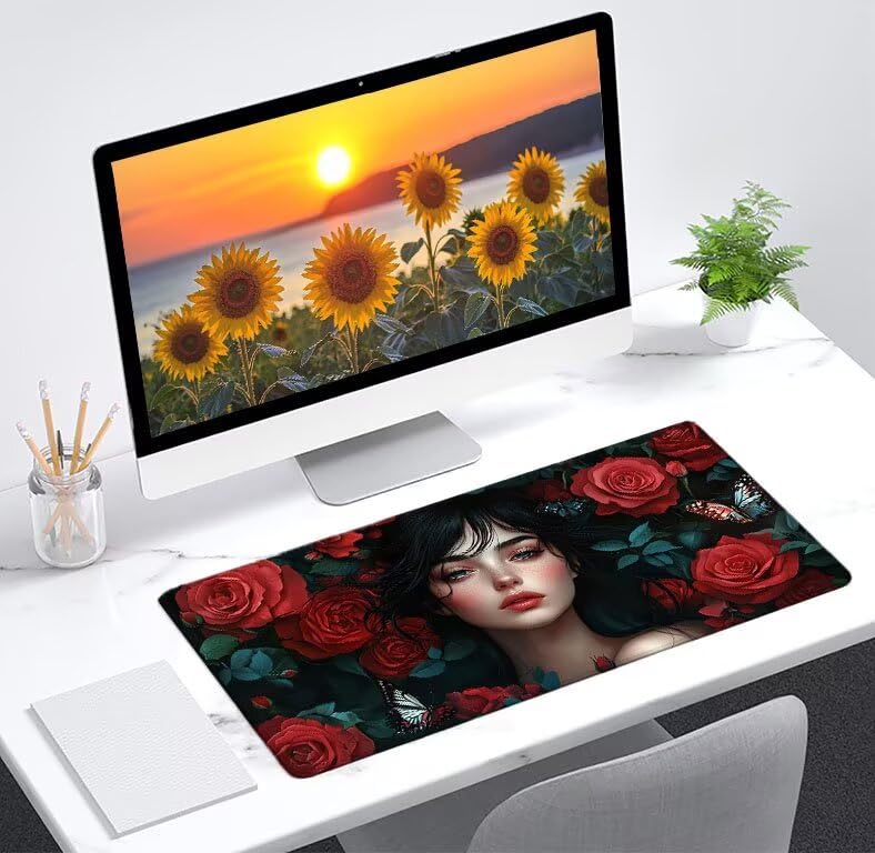 Mouse pad XXL rosa para evitar el dolor de muñeca y optimizar el espacio de tu PC 2