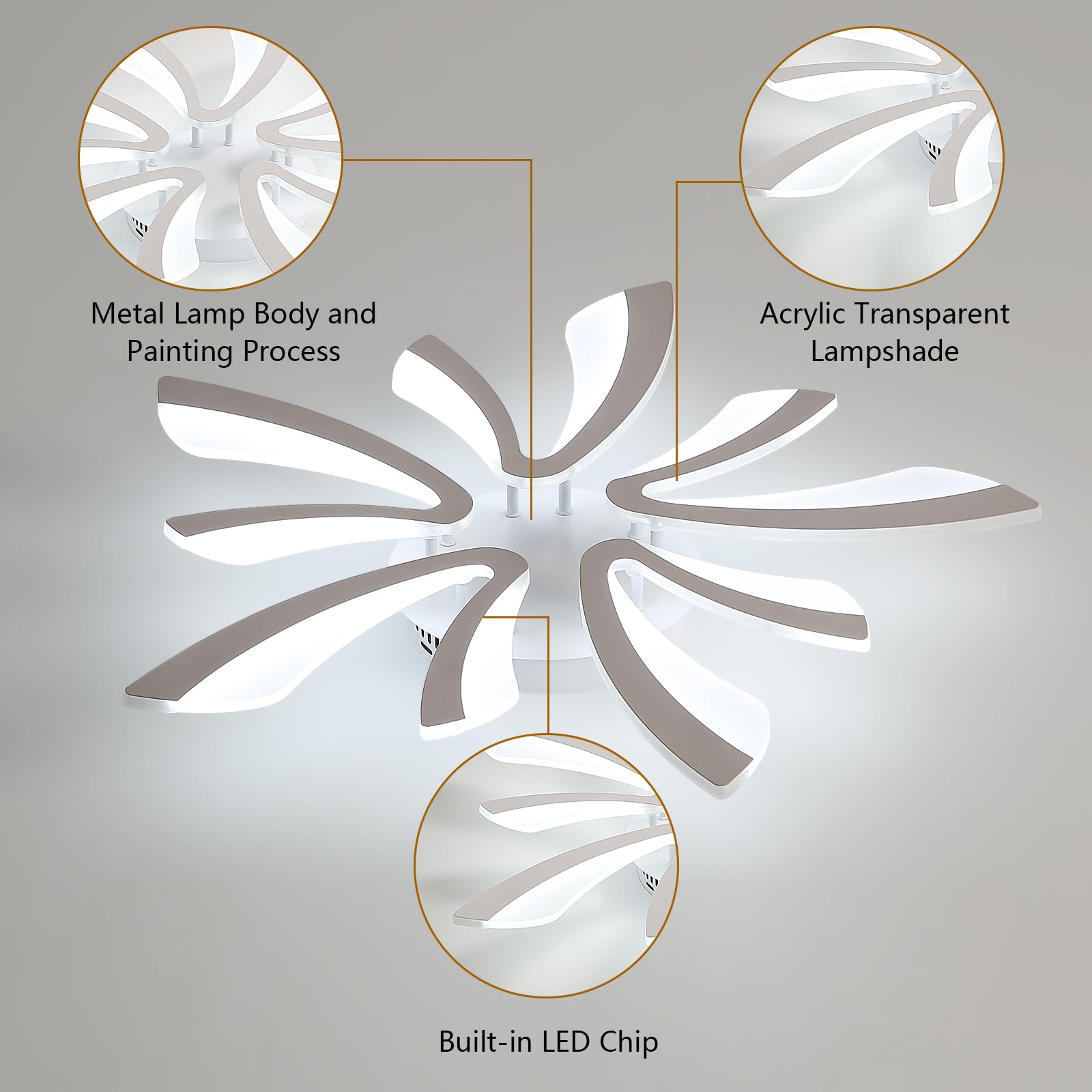 Comely Plafonnier LED, 50W 5625LM Lampe de Plafond, Luminaire Plafonnier Moderne pour Salon, Chambre à Coucher, 72cm, 6500K Lumière Blanche Froide