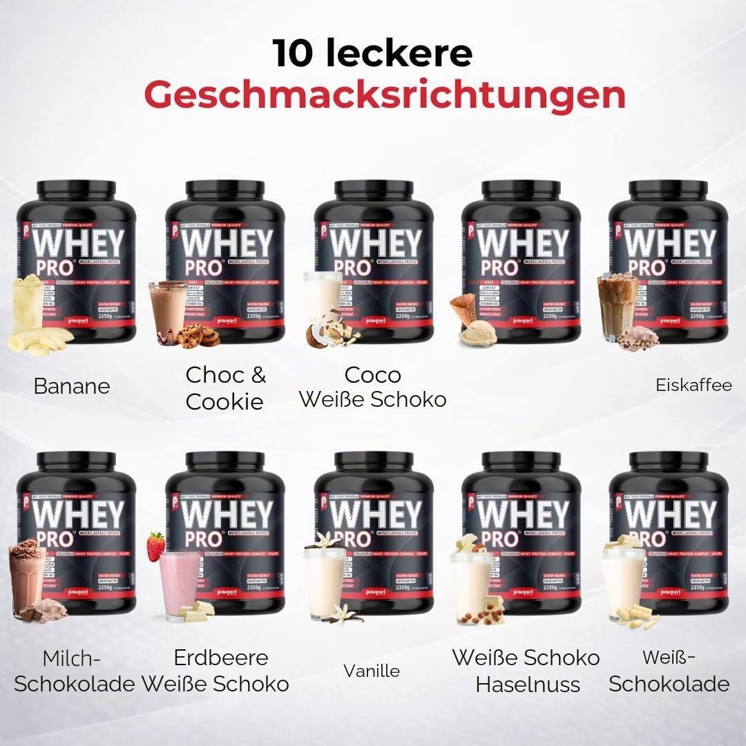 Prosport WHEY PRO® Whey Protein Pulver – Vanilla 2350g – Konzentrat-Isolat-Mix, Eiweißpulver mit Zink, Vitamin B6 & EAAs, Protein Shake für Muskelaufbau