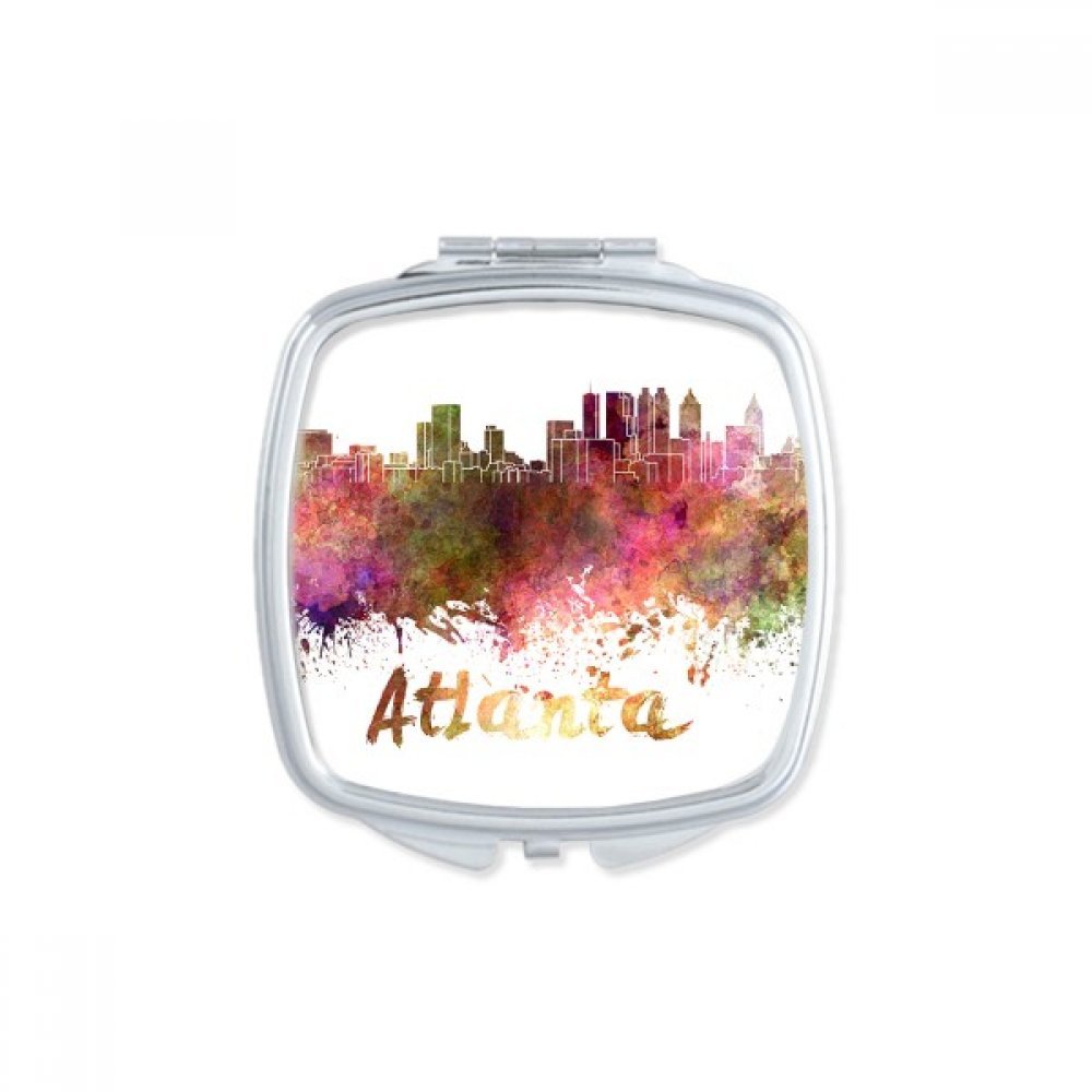 Miroir compact maquillage sans distorsion carré portable motif aquarelle