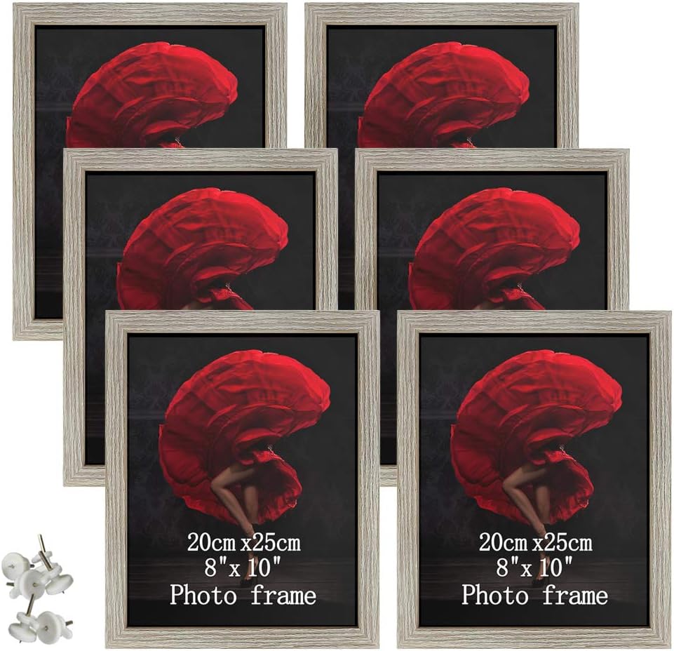 8x10 Picture Frames Set of 6 Rustic Distressed Art Wall Hanging Table Desk 10x8 Family Gallery Multi Photo Frame