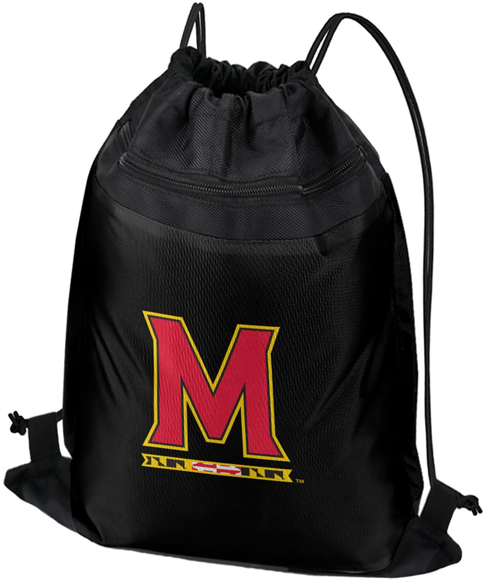 Campus Lab University of Maryland Primary Logo Drawstring Backpack Sports Bag Sackpack, Perfect for Gym, Yoga, Practice or Travel