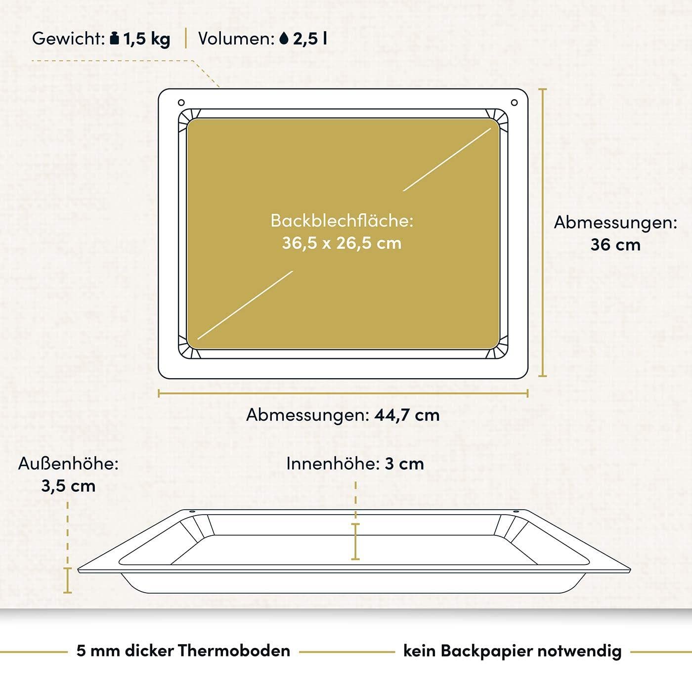 Hoffmann massive Backplatte, Backblech handgegossen Made in Germany I hochwertig beschichtet I Aluminium für die Ewigkeit (447mm x 360mm)