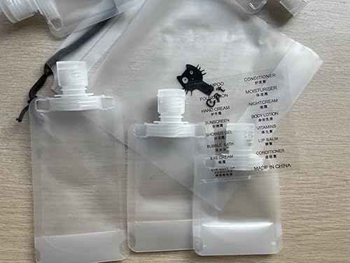 Miniatura 3 de SS Cohen Paquete de 18 recipientes de viaje recargables para cosméticos vacíos y estrujables, kits de recipientes de viaje para loción, champú,