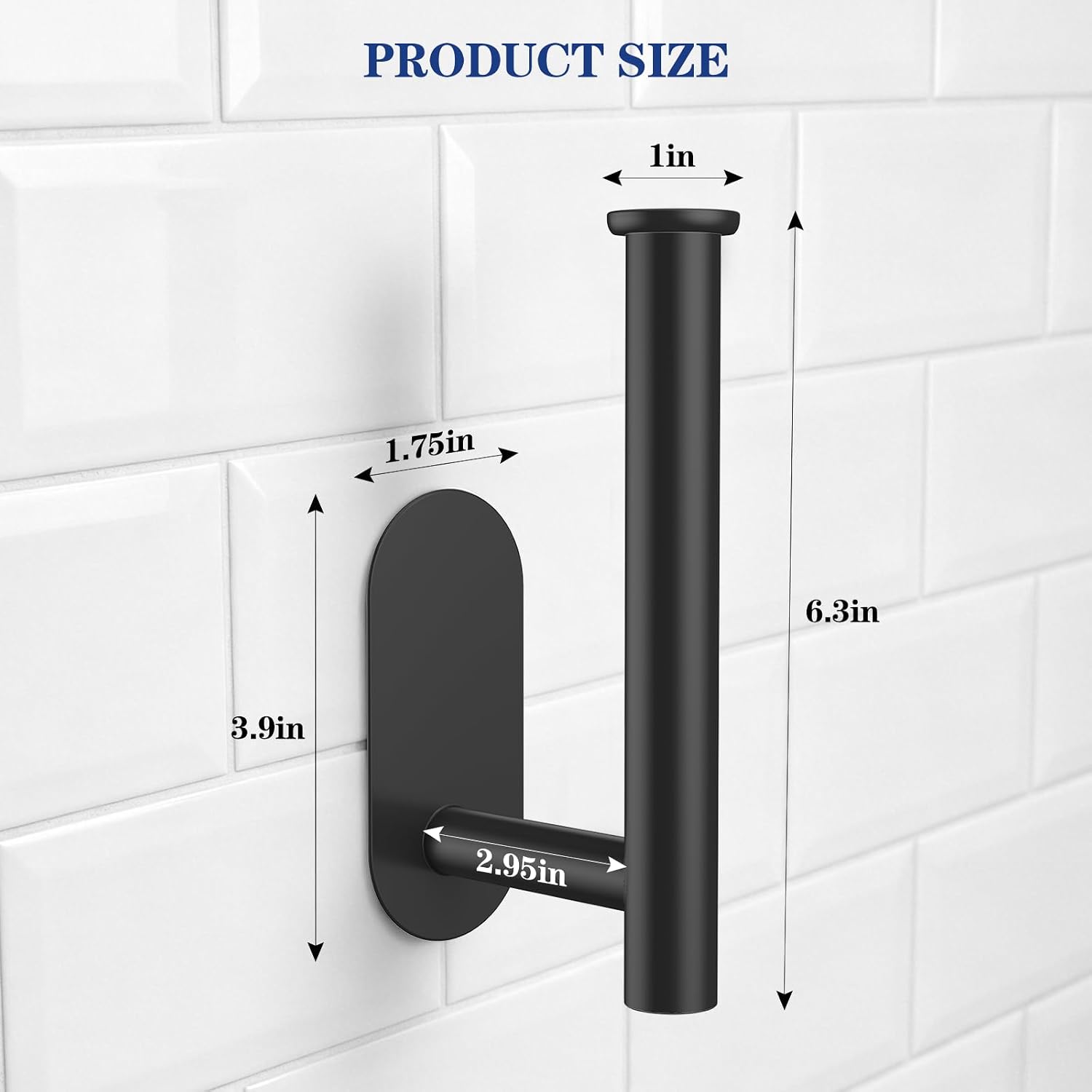 SetSail Adhesive Toilet Paper Holder Wall Mount Matte Black, 2 Packs image 2
