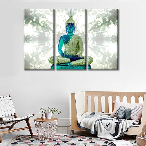 Vista 103 de TUMOVO Wall Art for Living Room Buddha Sculpture Flower Paintings Canvas Wall Art 3 Panel Wall Art Canvas Artwork Wall Decor Large Wall Decor Canvas