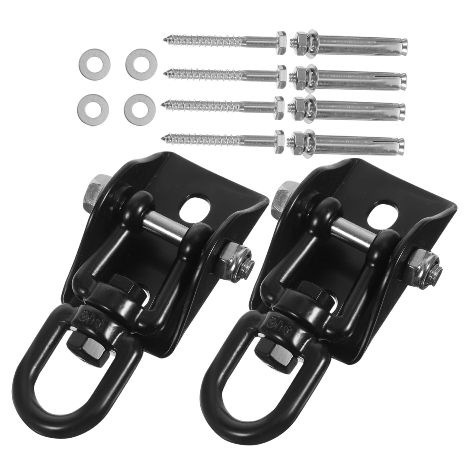 BESPORTBLE 2 Juegos Gancho de Techo de Acero Inoxidable Giratorio, Negro, 992 LB, para Hamaca y Silla Colgante, Placa de Colgado Fija Segura, Jardín y Patio, Adultos