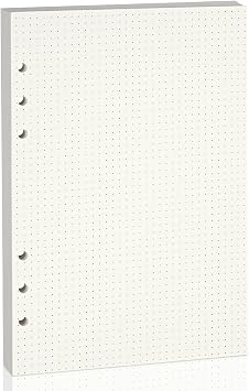 A5 6-Hole Dotted Line Refill Paper & Loose Leaf Planner Inserts for A5 6-Ring Binders-Fountain Pen Friendly-Double Sided No Bleed Through