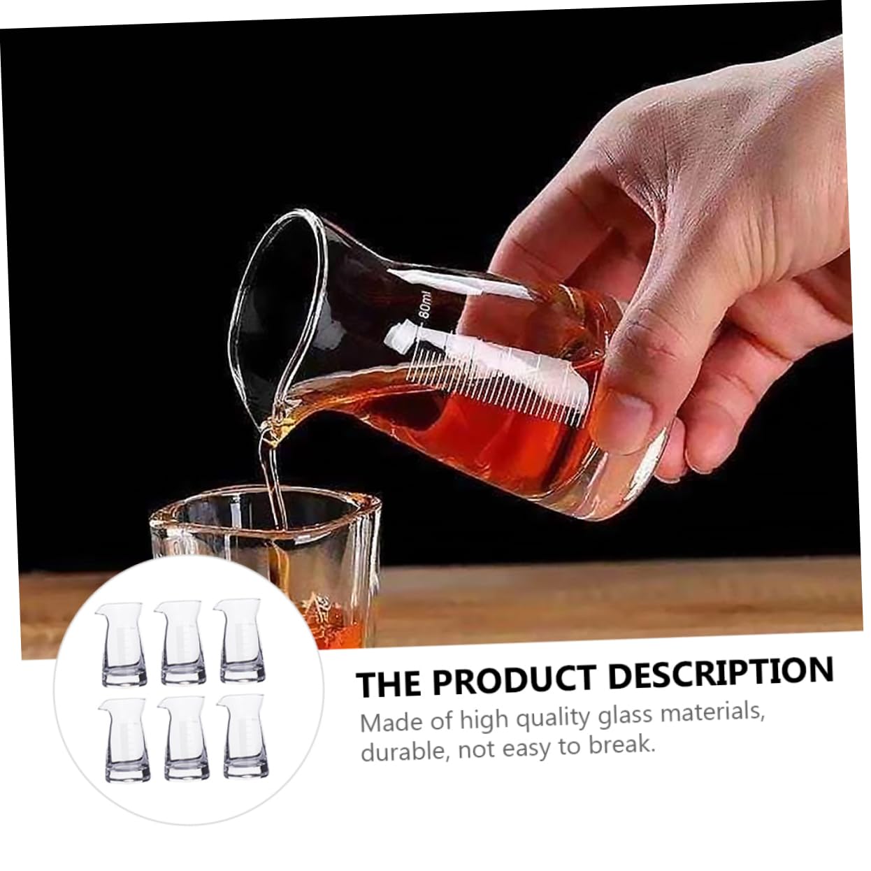 Mipcase 6pièces Tasses à Mesurer Verre Graduation pour Et Boissons Lot de Doseurs pour Bars Et Cuisines