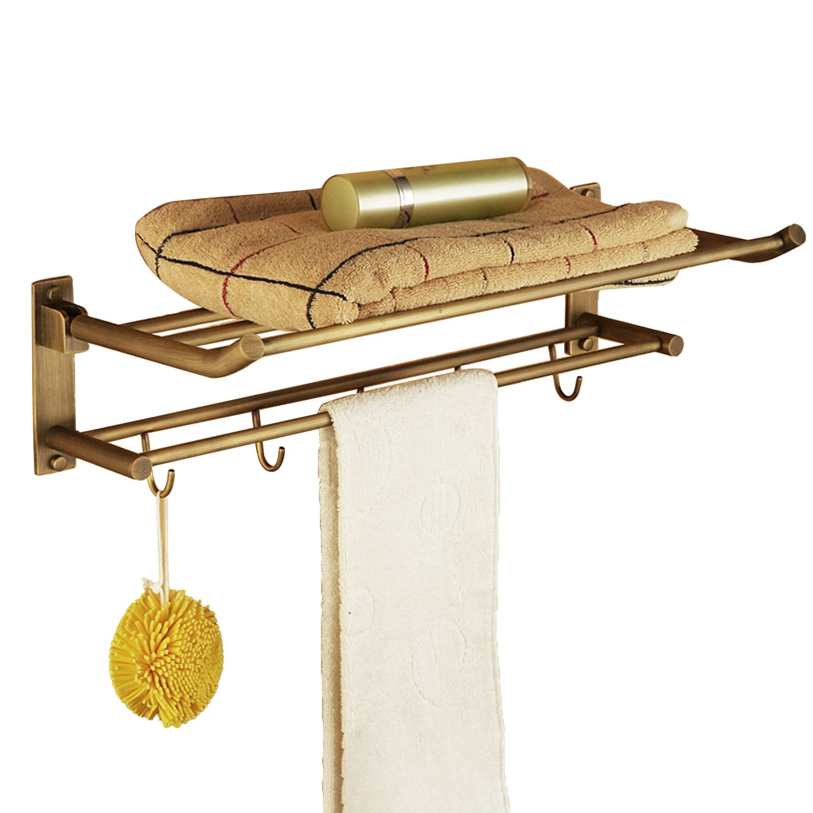 Porte-serviettes mural pliable 50 cm en bronze brossé