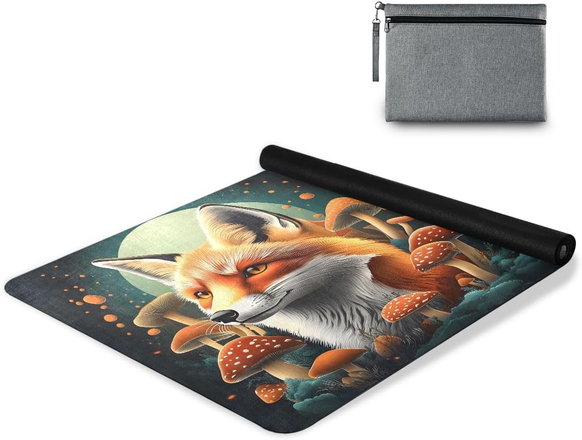 ALAZA Fox with Mushroom Yoga Mat Non Slip Fitness Exercise Mat, Workout Mat for Yoga, Pilates and Floor Exercises