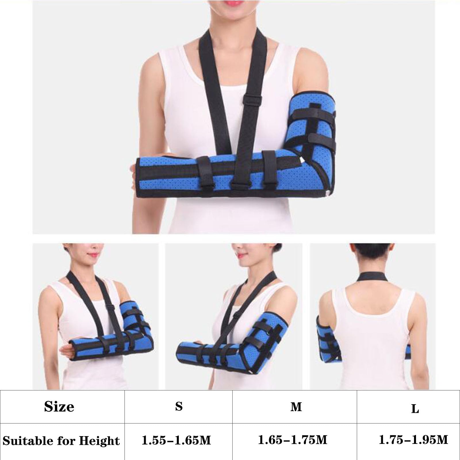 SFKLYU Cabestrillo Brazo Lesiones Hombro Cabestrillo Brazo Rotador Dislocación Codo Acolchada Ajustable y Soporte Esguince, Cabestrillo Inmovilizador Hombro Hombres Mujeres Correas Soporte Brazo,L