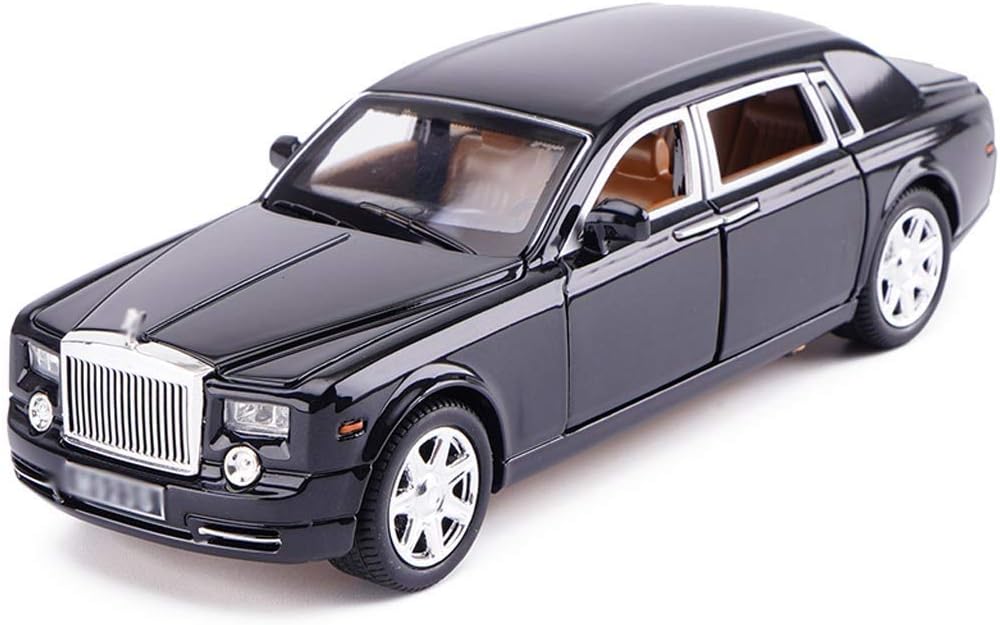 CAOYU Alloy car model Rolls-Royce Phantom Die Casting Model 1:24 Simulation Alloy Toy Car Model Static Car Model Collection Decorative Alloy Car Model (color : Black)