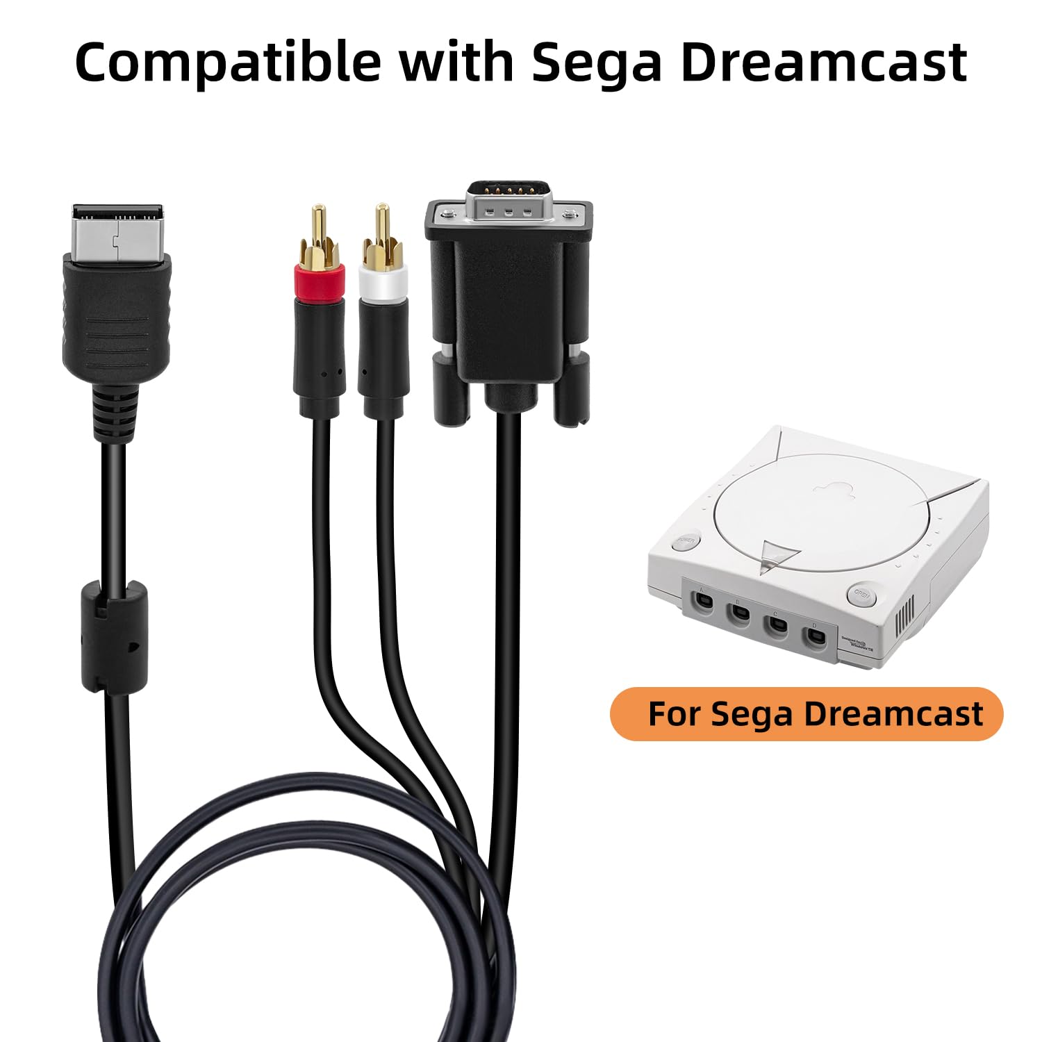 Gam3Gear VGA AV Audio Video Cable con RCA para Sega Dreamcast