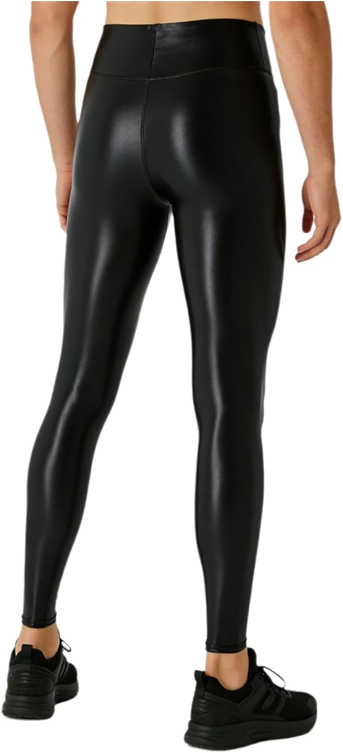 Men Shiny Sports Leggings Elastic Waistband Oil Glossy Tights Athletic Yoga Pants for Workout