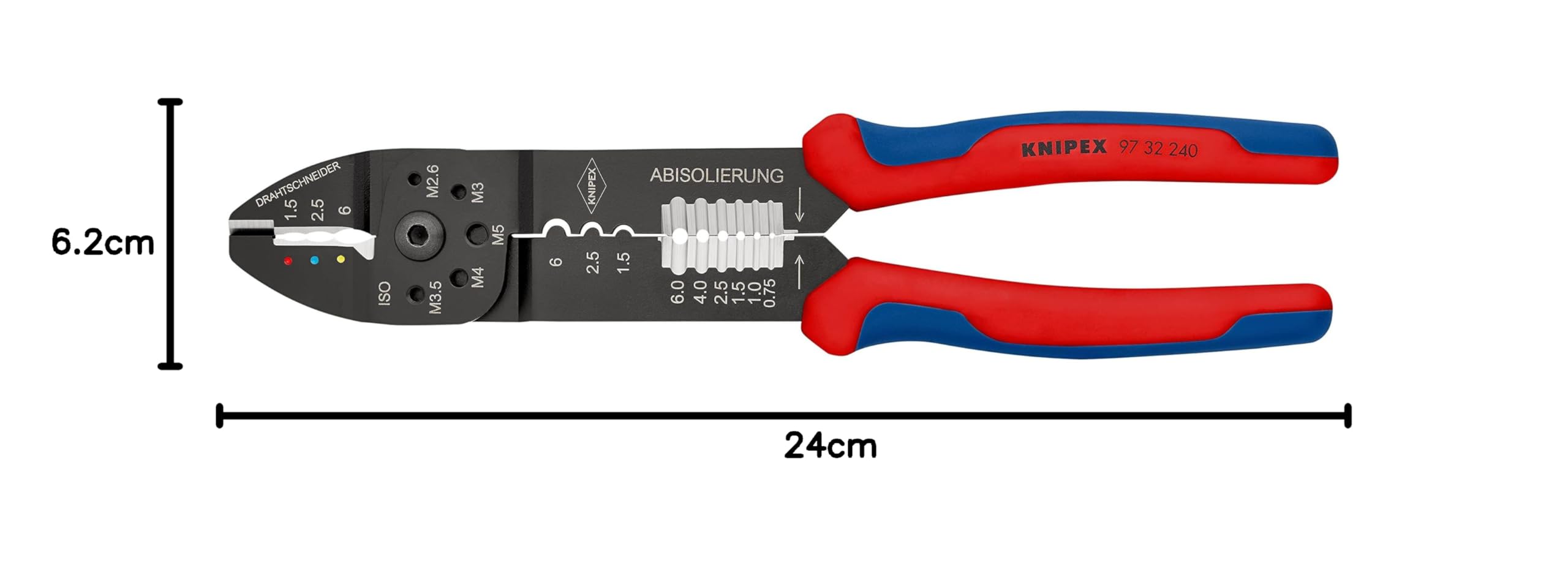 KNIPEX Pinza per capicorda in confezione Self-service verniciata nera con impugnature multicomponente 240 mm, 97 32 240 SB