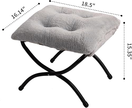 Miniatura 30 de HollyHOME Taburete reposapiés plegable de 15 pulgadas de alto, otomano plegable pequeño tapizado, taburete acolchado para sofá para silla perezosa,