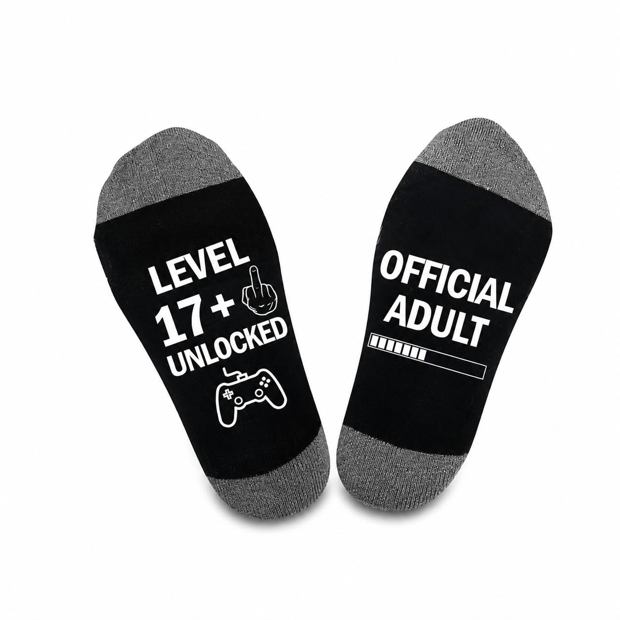 BaiDrivora 18th Birthday Gifts for Boys – Funny Black Crew Socks „OFFICIAL ADULT, LEVEL 18 UNLOCKED“, Boys 18th Birthday Gifts, Boyfriend Birthday Gifts, Gift for Son, Grandson, Nephew