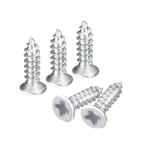 Miniatura 1 de uxcell Tornillos blancos ST2x8mm Tornillos autorroscantes, 100 tornillos Phillips de cabeza plana para madera para carpintería