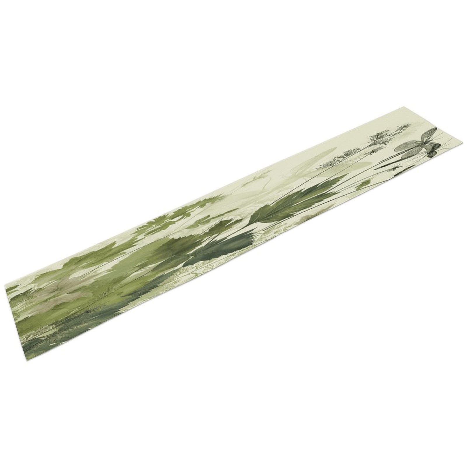 Foliage and Herbs with Dragonflies Winged Table Runner Personality Patterned Linen Table Runner Wrinkle Resistant Tablemat Country Rustic Farmhouse Tables Runners Kitchen Dining Table Decoration