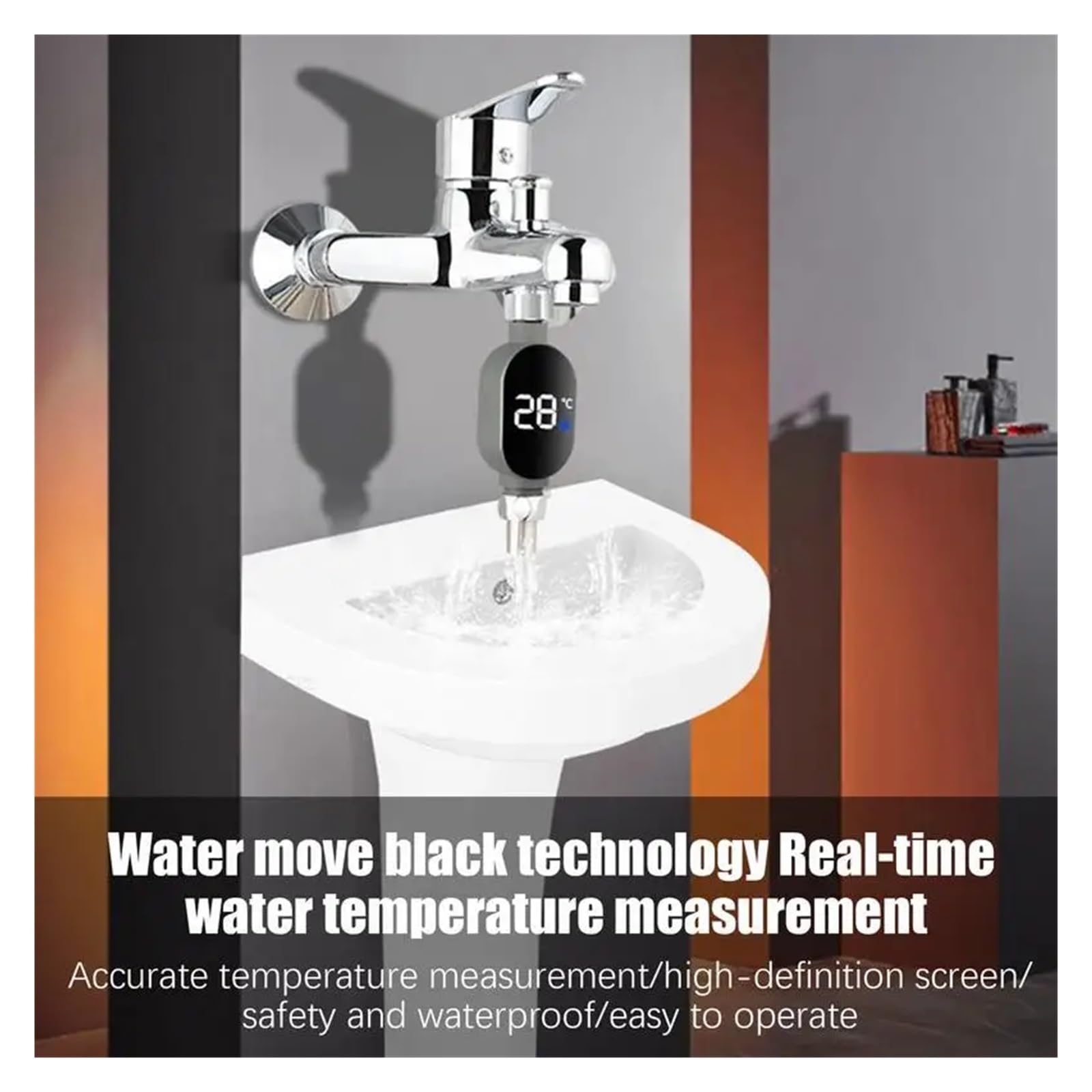 LED-Duschthermometer. LED-Duschtemperaturanzeige, LED-Digitalanzeige, Badewassertemperaturanzeige, wasserdichter Badthermostat for das Badezimmer zu Hause Digitale Duschtemperaturanzeige