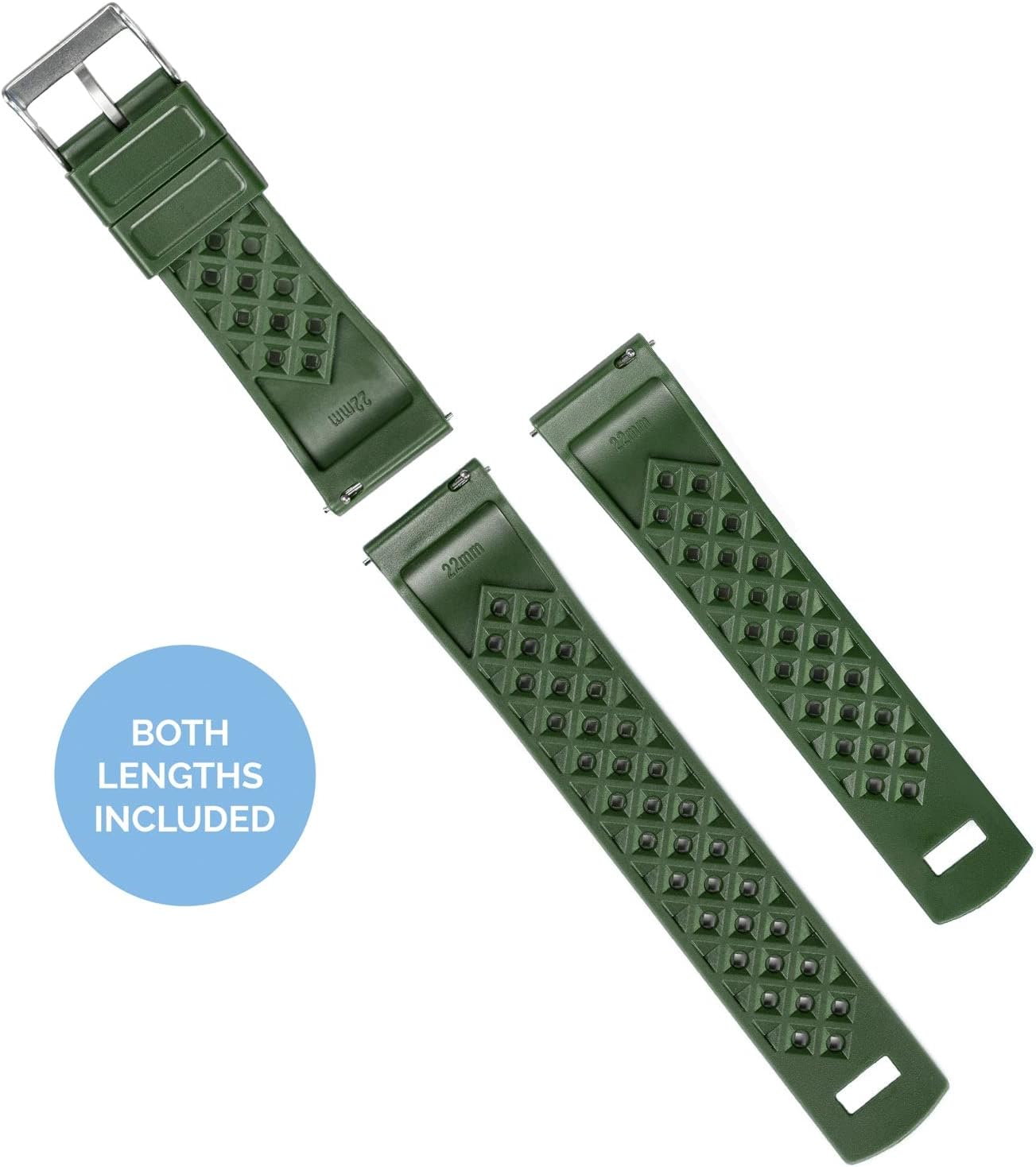 BARTON WATCH BANDS, 21mm Army Green - Tropical-Style 2 Watch Bands - Quick Release - Choose Strap Color & Width - Image 6