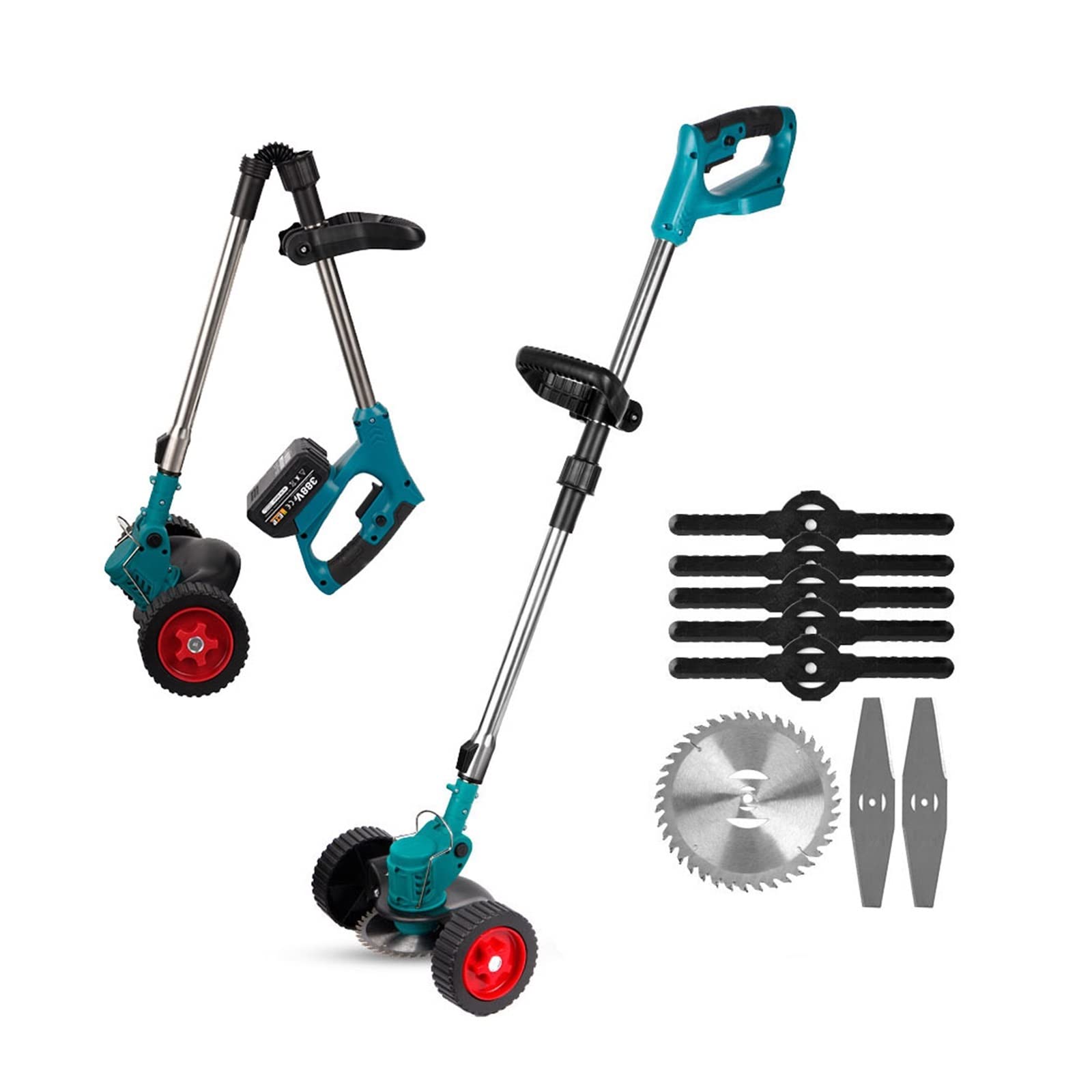 Cortacésped eléctrico Plegable de Mano, Recortadora eléctrica Ajustable con Accesorios, Herramienta poda jardín,Mantenimiento eficiente del jardín(NO Roll Set)