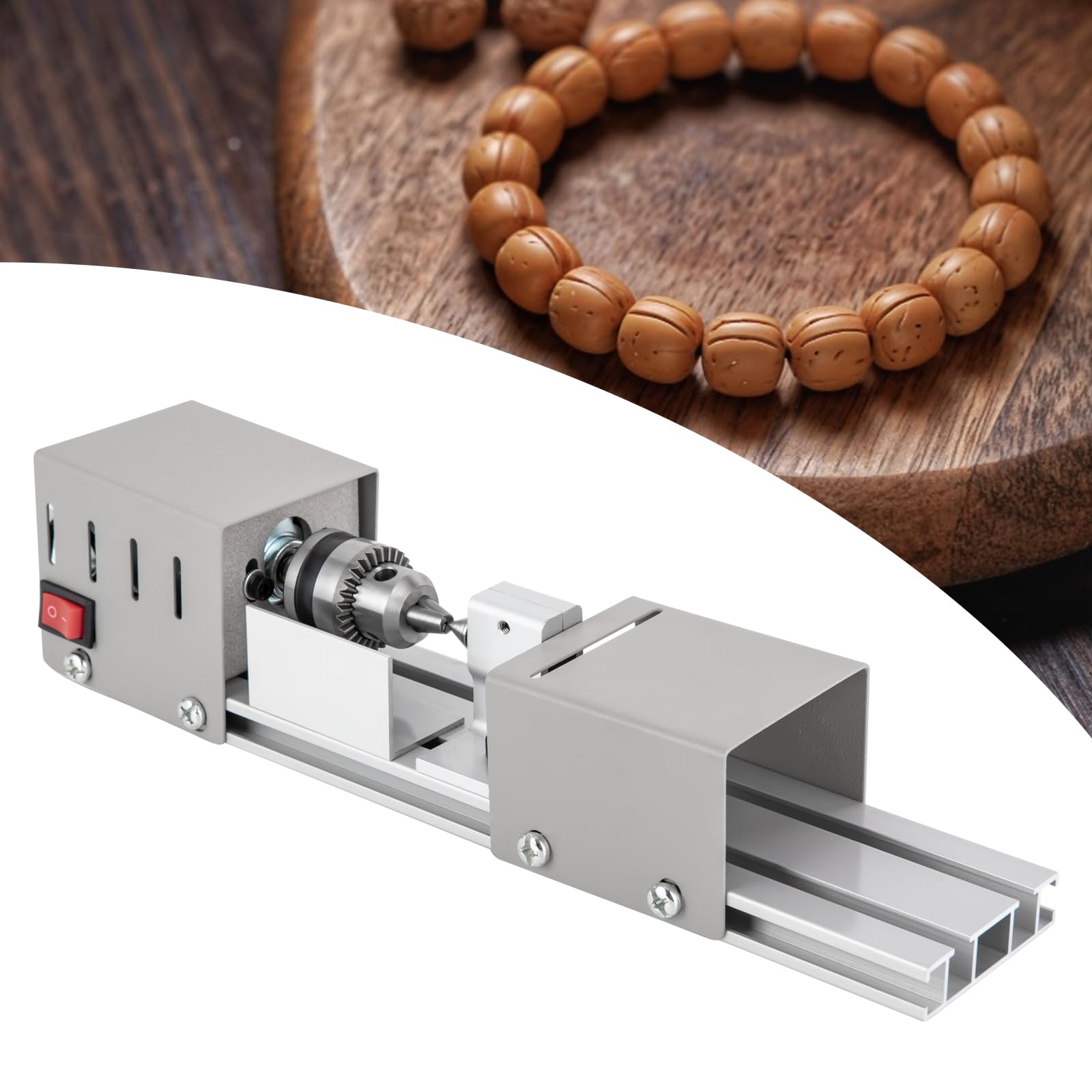 Mini Drehmaschine | Mini Drehmaschine Perlen Poliermaschine | Metall-Fräs-Drehmaschine | Holz Lathe | 96W 24V Mini-Beads | 4000-9000U/min präzise Drehbank für Dreh, Einstech, Schleif und Schne